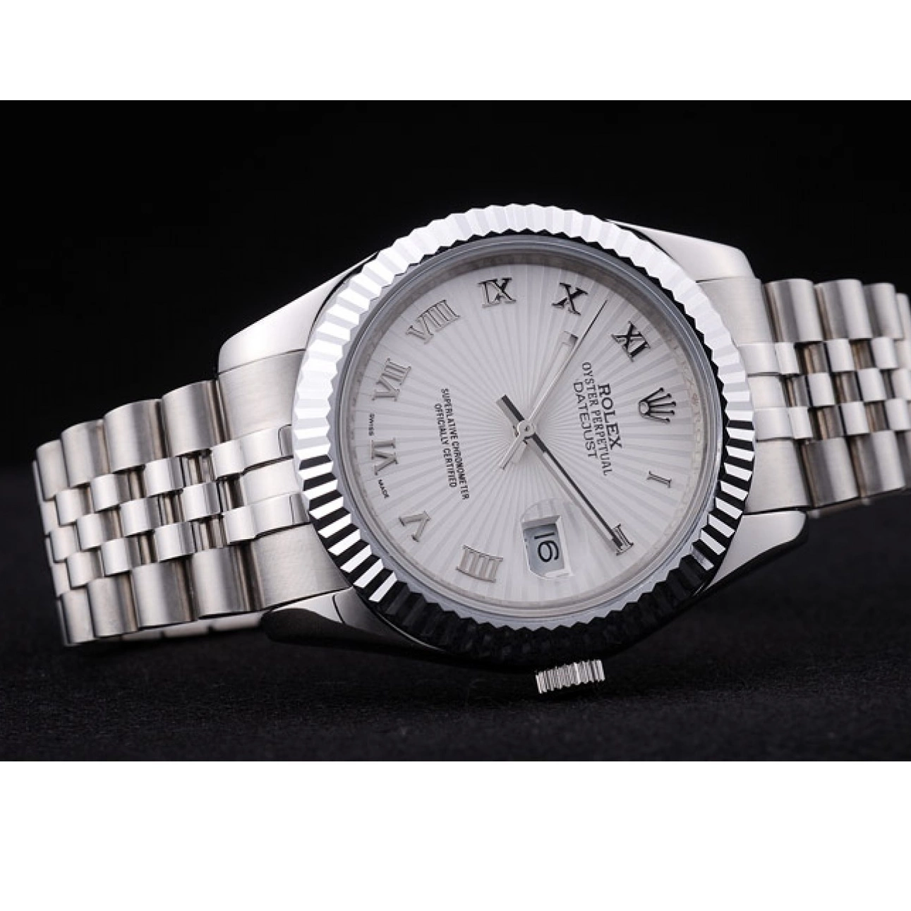 Best AAA Replica Sites Dial Ribbed Datejust Rolex Radial Bezel 7478 White 0531